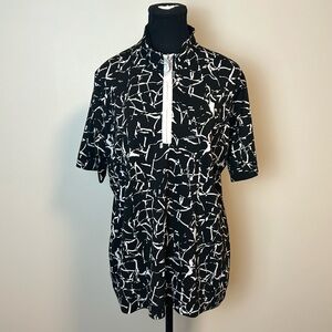 Sport Haley Black White Short Sleeve Golf Shirt Sz XL
